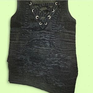 Navy Knit Asymmetrical Top